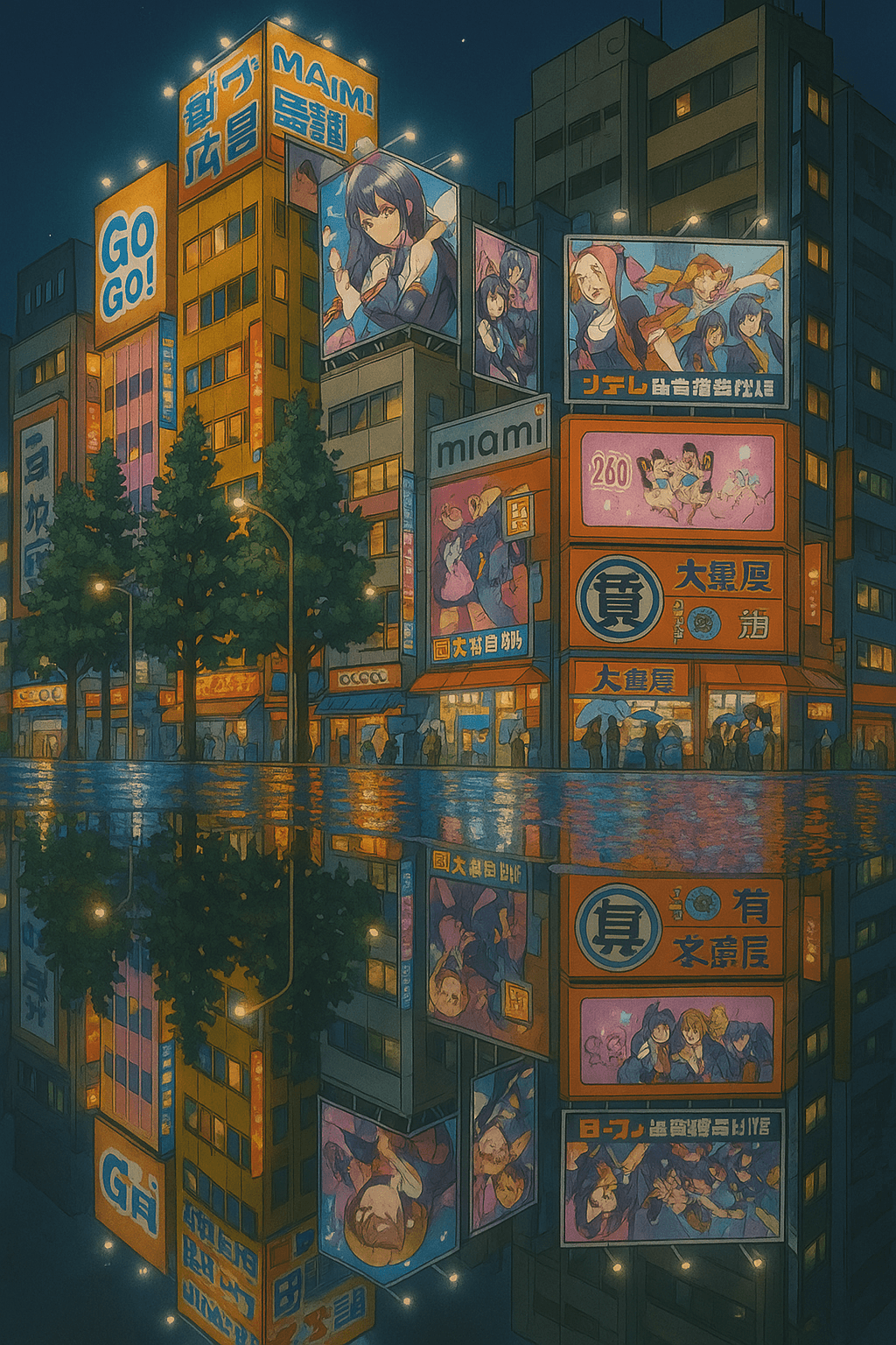 Ghibli-style street Ghibli-style city street